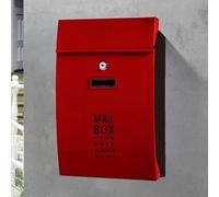 Boîte aux lettres de maison, boîte aux lettres, design de tampon absorbant le bruit, trou d'observation pouvant être utilisé pour placer les numéros de maison, taille : 25,4 x 7,6 x 37,3 cm (rouge)