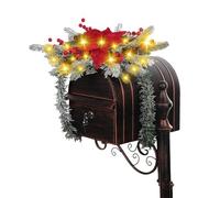 Boîte aux lettres de Noël avec lumières - Décoration de Noël artificielle, guirlande lumineuse de Noël pour décoration de jardin