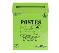 Boîte aux lettres décorative en métal avec un design vintage européen rustique, adaptée pour un montage mural et une utilisation d'accessoires de photographie (vert)