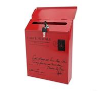 Boîte aux lettres d'extérieur classique pour lettres et journaux, design mural vintage pour un rangement sûr, construit en fer (rouge)
