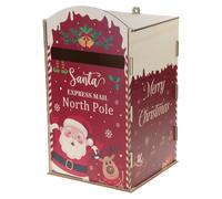 Boîte aux lettres en bois sur le thème du Père Noël - Motif imprimé transparent - Résistant aux intempéries - Pour extérieur et intérieur - Décoration de Noël