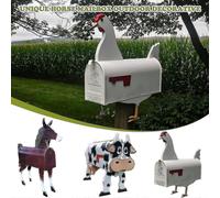BoIte aux lettres en metal avec animaux de la ferme, ideale pour decorer un jardin exterieur