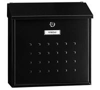 Boîte aux Lettres Individuelle en Acier, Taille L (magazine, enveloppe C4), Grande capacité, Boîte aux Lettres Murale, Anti-pluie, Facile à Installer, Noir