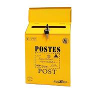 Boite Aux Lettres Iron Mailbox Retro Email Box Magazines Holder Wall Hanging Decorations Post Letterbox Outdoor(Yellow type1)