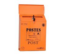 Boite Aux Lettres Iron Mailbox Retro Email Box Magazines Holder Wall Hanging Decorations Post Letterbox Outdoor(Orange type1)