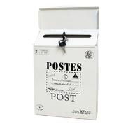 Boite Aux Lettres Iron Mailbox Retro Email Box Magazines Holder Wall Hanging Decorations Post Letterbox Outdoor(White type1)