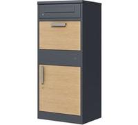 Axi Levi Boîte À Colis En Métal Anthracite/Imitation Bois - 50,6 X 38,3 X 112 Cm| Boîte Aux Lettres Pour Colis Avec oite Aux Lettre Colis
