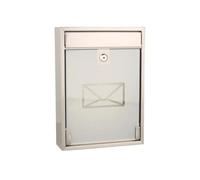 Perel Tools Boîte aux lettres murale Milan – Argent, verre dépoli, serrure 2 clés, 36×26×8 cm