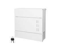 Boîte aux lettres moderne blanc avec compartiment à journaux en acier 2 clés