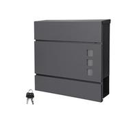 Boîte aux lettres moderne anthracite + compartiment à journaux 2 clés en acier