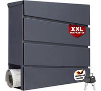 Monzana Boîte aux Lettres Murale XXL Acier zingué Anthracite Tube journaux courrier étiquette nom 2X clés Fente d'insertion