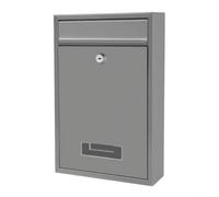 Boîte aux lettres murale avec serrure, boîte à insertion en métal pour | Et robuste pour l'entrée de la maison ou le bureau, stockage sûr du courrier et des dons en gris ou noir (gris)