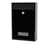 Boîte aux lettres murale avec serrure, boîte à insertion en métal pour | Et robuste pour l'entrée de la maison ou le bureau, stockage sûr du courrier et des dons en couleur grise ou noire (noir)