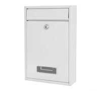 Boîte aux lettres murale avec serrure, boîte à insertion en métal pour | Et robuste pour l'entrée de la maison ou le bureau, stockage sûr du courrier et des dons en gris ou noir (blanc)