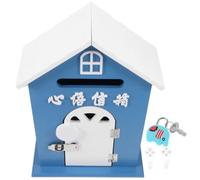 Boîte aux Lettres Murale Bleu pour Garçon et Filles, en Bois, Classe | Panneau en Panneau de Densité, Protection Vie Privée, Boîte à Suggestions, Accessoire Photo