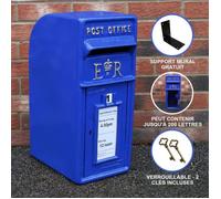 Boîte aux Lettres Murale Bleue en Fonte - La Poste Royal Mail - Verrouillable orée Incluses
