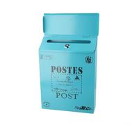 Boîte aux lettres murale de style rétro avec corps en fer imperméable, serrure et 2 clés, grande capacité pour lettres et journaux, adaptée pour une utilisation en extérieur (bleu)