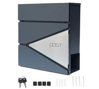 Boîte aux Lettres Murale en Acier galvanisé résistant aux intempéries, Design Moderne, boîte aux Lettres avec Porte-journaux, verrouillable avec 2 clés, Facile à Installer(G)