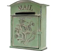 Boîte aux lettres murale, matériau ferreux, style rustique, protection contre les intempéries, vert