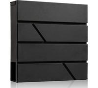 Boîte aux Lettres Murale Moderne – Noir Mat avec Compartiment Journaux, Serrure Sécurisée et Grande Capacité