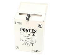 Boîte aux lettres murale pour extérieur, design rétro vintage avec construction en fer étanche verrouillable, grande capacité pour la maison et le jardin (blanc)