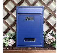 Boîte aux Lettres Murale Sécurisée Verrouillable avec Serrure À Combinaison for Une Utilisation Extérieure, Boîte aux Lettres avec Fenêtre de Visualisation(Blue)