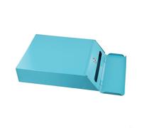 Boîte aux lettres murale verrouillable avec structure de campagne en fer durable pour la maison, pour un jardin sécurisé ou une fente de boîte avec 2 clés et style vintage (bleu)