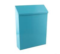 Boîte aux lettres murale verrouillable en métal au design rustique vintage avec 2 clés, décoration murale rétro décorative pour la maison ou le jardin, construction en fer, 29 x 22 x 6 cm (bleu)