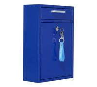 Boîte Aux Lettres Murale Verrouillable pour L'extérieur, Acier Galvanisé Bleue - Grandes Dimensions avec Porte Verrouillable Et Clé - Design Moderne pour Une Distribution Sécurisée