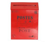 Boîte aux lettres murale vintage avec design en métal européen rustique, pratique pour le stockage du courrier et décoration pour la maison et les accessoires de photographie (rouge)