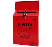 Boîte aux Lettres Murale Vintage en Fer avec Serrure, Petit Support de courrier créatif résistant aux intempéries pour l'extérieur, la Maison, Le Jardin, Livraison sécurisée du courrier, Rouge 3
