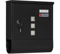 Boîte aux lettres murale - WOLTU - Noir - Fenêtres transparentes - Porte-nom - Verrouillable - 2 clés