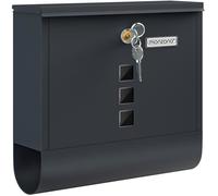 Boîte aux lettres murale XXL acier zingué anthracite tube journaux courrier étiquette nom 2x clés fenêtre fente d'insertion