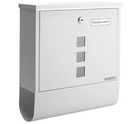 Boîte aux lettres murale XXL acier zingué blanc tube journaux courrier étiquette nom 2x clés fenêtre fente d'insertion extra large