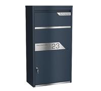 Boîte aux lettres personnalisée Graviers Design, autoportante, en acier revêtu par pulvérisation, avec plaque nominative gravée en acier inoxydable, boîte aux lettres design 4