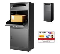 Boîte aux lettres pour l'extérieur, grande boîte à colis avec serrure à combinaison, boîte aux lettres en acier inoxydable avec fonction étanche et antivol (50 x 36,5 x 114 cm)