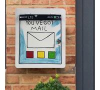 Boîte aux lettres Boîte aux lettres en métal blanc maison murale Boîte aux lettres en forme de tablette, acier, fait main, Lxlxh 12,5x29,5x36,5