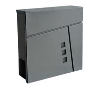 Boîte aux Lettres Relaxdays à Compartiment à journaux, HxLxP:37,5x37x10,5cm, DIN C4, étanche, 4 clés, Anthracite