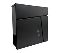 Boîte aux Lettres Relaxdays avec Compartiment à journaux, 37,5 x 37 x 10,5 cm, DIN C4, étanche, 4 clés, Noire