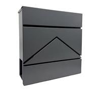 Boîte aux Lettres Relaxdays avec Compartiment à journaux, 37 x 37 x 11 cm, DIN C4, étanche, 4 clés, Anthracite