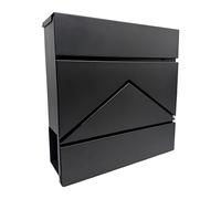 Boîte aux Lettres Relaxdays avec Compartiment à journaux, H x L x P : 37 x 37 x 11 cm, DIN C4, étanche, 4 clés, Noir