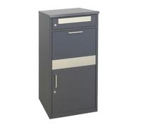 Boîte aux Lettres Relaxdays avec Compartiment pour Colis, 4 clés, H x L x P : 112 x 50 x 37 cm, Fer et INOX, Gris/Silver