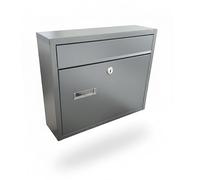 Boîte aux Lettres Relaxdays avec Plaque Nominative, 31 x 36 x 10 cm, étanche, 4 clés, Paysage, Gris