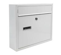 Boîte aux Lettres Relaxdays avec Plaque Nominative, 4 clés, Format Horizontal, H x L x P : 31 x 36 x 10 cm, métal, Blanc