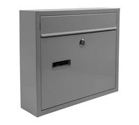 Boîte aux Lettres Relaxdays avec Plaque Nominative, 4 clés, Format Horizontal, H x L x P : 31 x 36 x 10 cm, métal, Gris