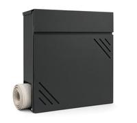 Boîte aux Lettres Relaxdays, étanche, Fixation Murale, Anthracite | avec compartiment à journaux et serrure, en fer, H x l x P : 11 x 37 x 38 cm