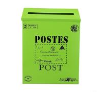 Boîte aux lettres rustique européenne vintage en métal conçue pour un montage mural, offrant une utilisation décorative et fonctionnelle dans les maisons et accessoires photo (vert)