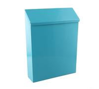 Boîte aux lettres sécurisée verrouillable en métal jaune(Blue) | Style campagnard, finition rustique, décoration extérieure, pour charme vintage, pour idéal jardin
