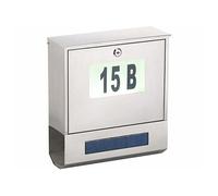 Lunartec : Boîte aux lettres solaire avec numéro lumineux et compartiment à journaux G