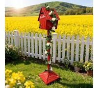 Boîte aux Lettres sur Pied, Grande boîte aux Lettres en Fer forgé avec Serrure, clés et Guirlande Florale Artificielle, pour la décoration du Jardin et de la Cour(A)